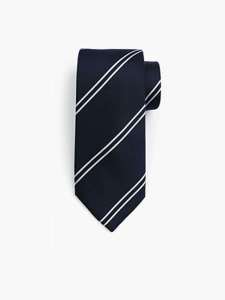 Suitable Krawatte Seide Double Stripe Navy