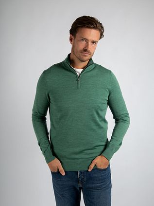Suitable Merino Half Zip Pullover Mid Grün