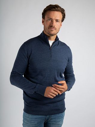Suitable Merino Half Zip Sweater Bleu Denim