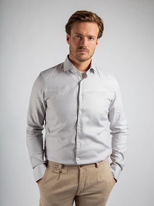 Suitable Overhemd Extra Lange Mouwen Print Taupe