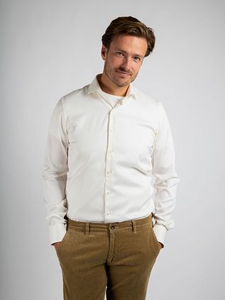 Suitable Overhemd Extra Lange Mouwen Twill Ecru