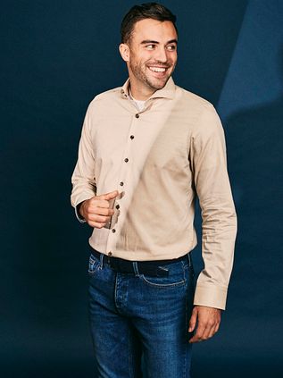 Suitable Overhemd Twill Beige