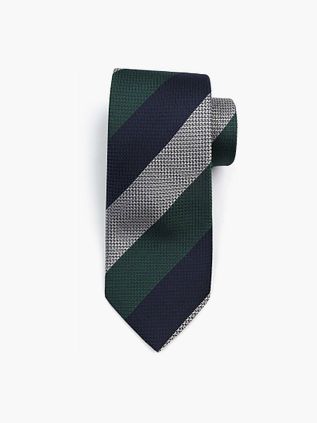 Suitable Stropdas Zijde Wide Stripe Navy Groen