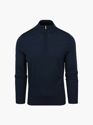 Suitable Sweter z wełny merino z półgolfem i zamkiem 1/2 Navy