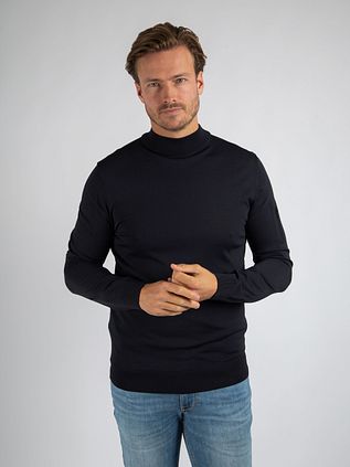 Suitable Trøje Cooldry Knit Turtleneck Marineblå