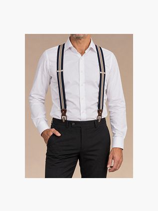 Suitable Luxe Suspenders Navy Stripe Beige