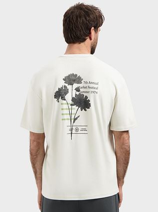 T-shirt No Excess Heavy z nadrukiem na plecach w kolorze złamanej bieli