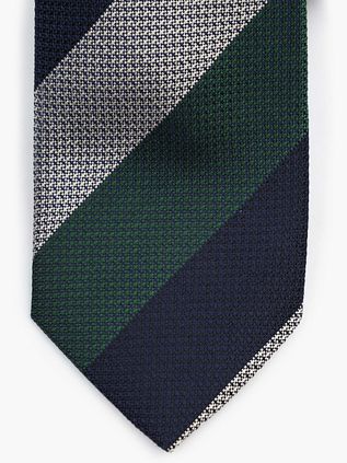 Suitable Stropdas Zijde Wide Stripe Navy Groen