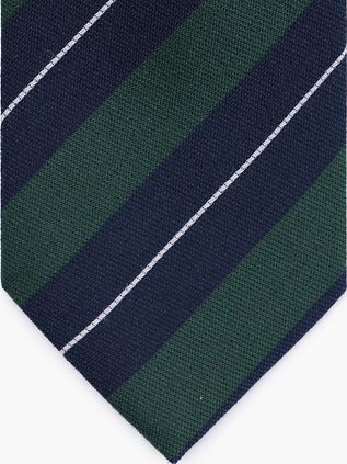 Suitable Tie Silk Triple Stripe Dark Green