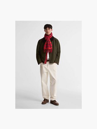 Barbour Schal Tartan Lammwolle Rot