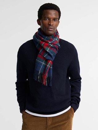 BarbourScarfs Tartan Wool Cashmere Navy