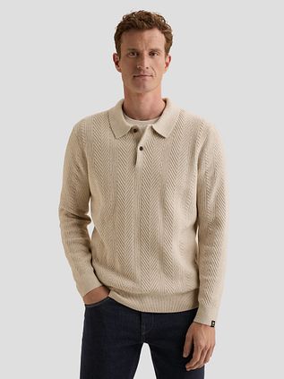 Vanguard Longsleeve Polo shirt Sweater Herringbone Ecru
