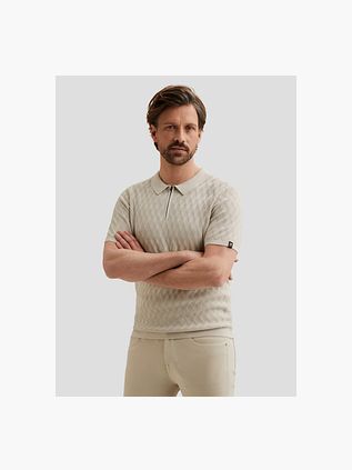 Vanguard Knitted Poloshirt Half-Zip Ecru