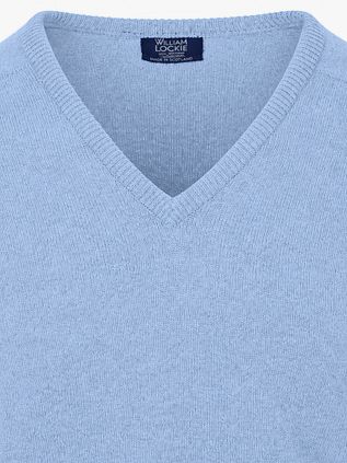 William Lockie V-Neck Lambswool Glacier Blue