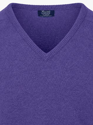 William Lockie V-Ausschnitt Pullover Lammwolle Heliotrope