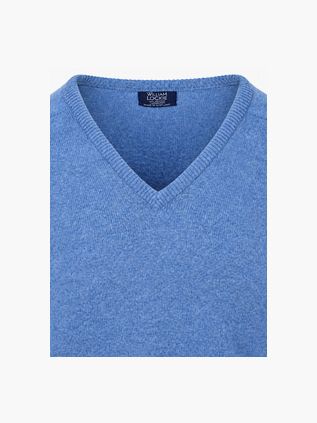William Lockie V-hals Ull Jeans Blå