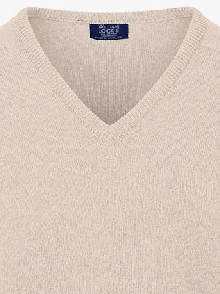 William Lockie V-Ausschnitt Pullover Lammwolle Linen