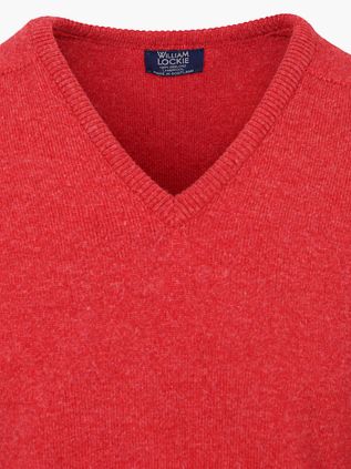 William Lockie V-Neck Lambswool Poppy Melange