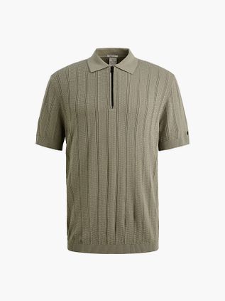Koszulka polo Cast Iron z zamkiem half zip w kolorze zielonym