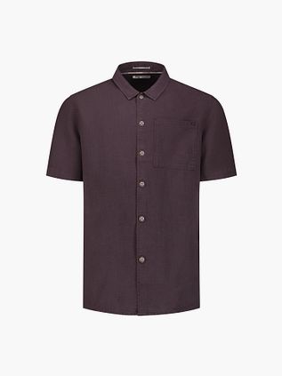 No Excess camicia a maniche corte in misto lino marrone