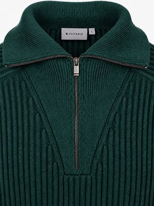 Suitable Half Zip Pullover Sailor Wool Blend Dark Green