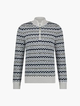 State Of Art halv lynlås i gråblåt print