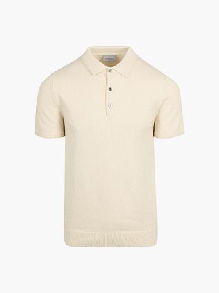 Suitable Heavy Strikket Polo i Råbeige