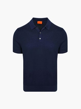 Suitable Knitted Polo Cotton Linen Marine
