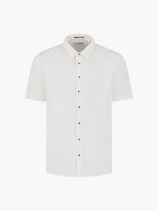 Camisa casual No Excess de manga corta en mezcla de lino blanco