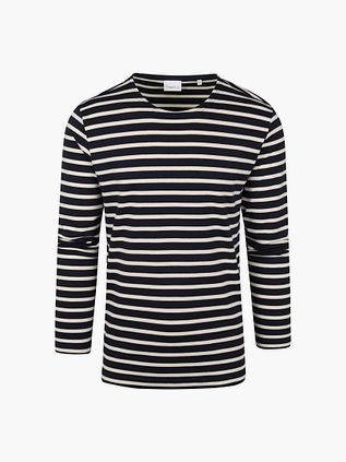 KnowledgeCotton Apparel Langærmet T-shirt Striber Mørkeblå