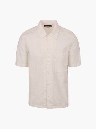 Marc O'Polo Kortermet Seersucker-skjorte i Off-white