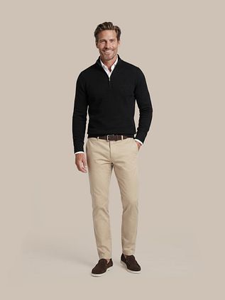 Suitable Merino Half Zip Trui Zwart