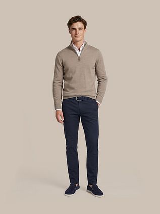 Suitable Merino Half Zip Trui Beige
