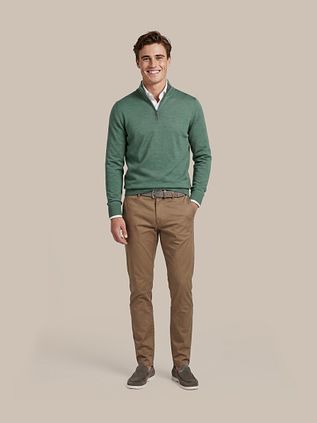 Suitable Merino Half Zip Trui Mid Groen