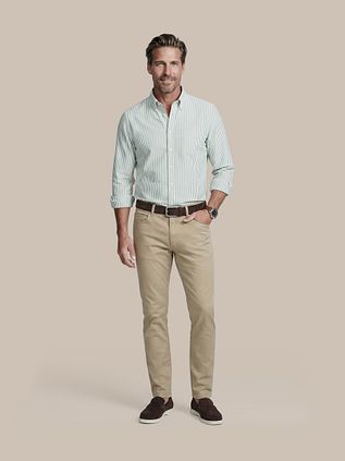 Steppin' Out Shirt Linen Cotton Stripe Green