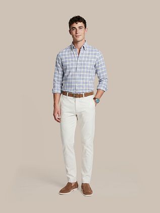 Steppin' Out Shirt Linen Cotton Checks Blue Sand