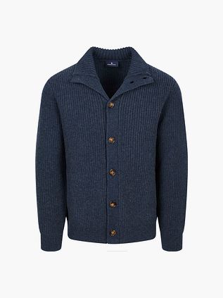 Steppin' Out Button Cardigan Laine d’agneau bleu marine