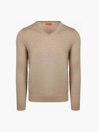 Suitable Merino Pull Col V Beige