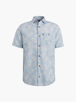 Vanguard Kortermet Skjorte i Lyseblå Lin