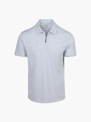 R2 Amsterdam Polo Demi-Zip Imprimé Blanc