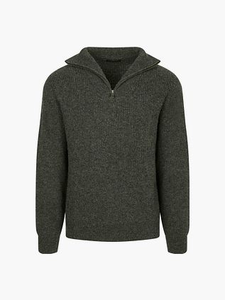 Steppin' Out Half Zip Trui Lamswol Groen