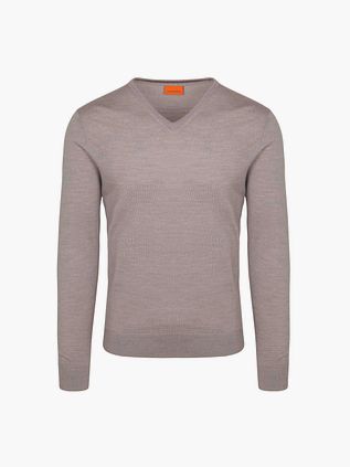 Suitable pullover in merino con scollo a V greige
