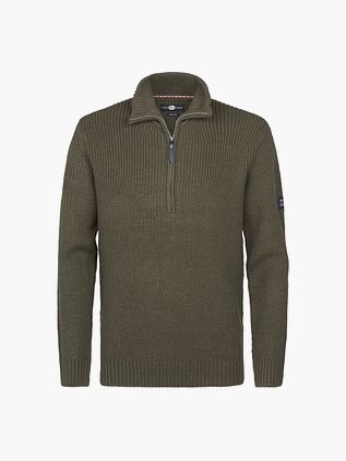 Sweter Petrol z półzamkiem w kolorze khaki