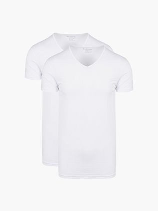 Slater 2-pack elastyczne T-Shirt z dekoltem w serek Biały