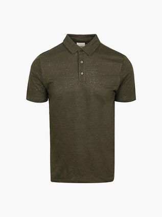 KnowledgeCotton Apparel koszulka polo z lnu w kolorze ciemnozielonym