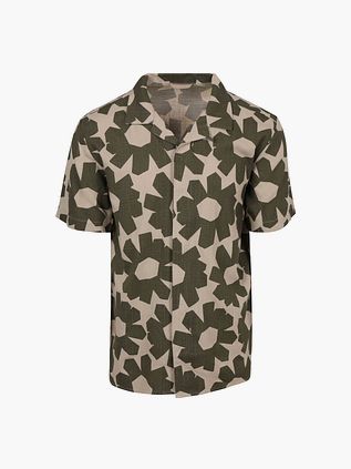 KnowledgeCotton Apparel Short Sleeve Shirt Linen Blend Olive