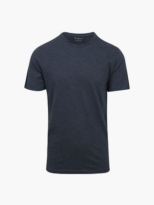 KnowledgeCotton Apparel Stribet T-shirt Marineblå