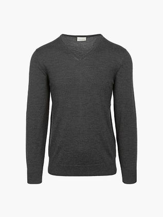 Profuomo Pullover V-hals i Mørkgrå Merinould