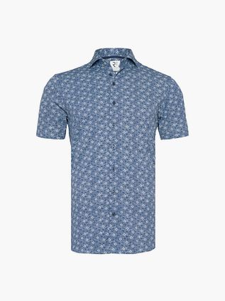 R2 Chemise Manches Courtes Imprimé Bleu Foncé