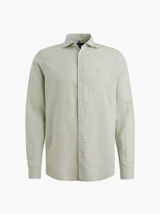 Vanguard Camisa Casual Manga Larga Mezcla De Lino Verde Claro